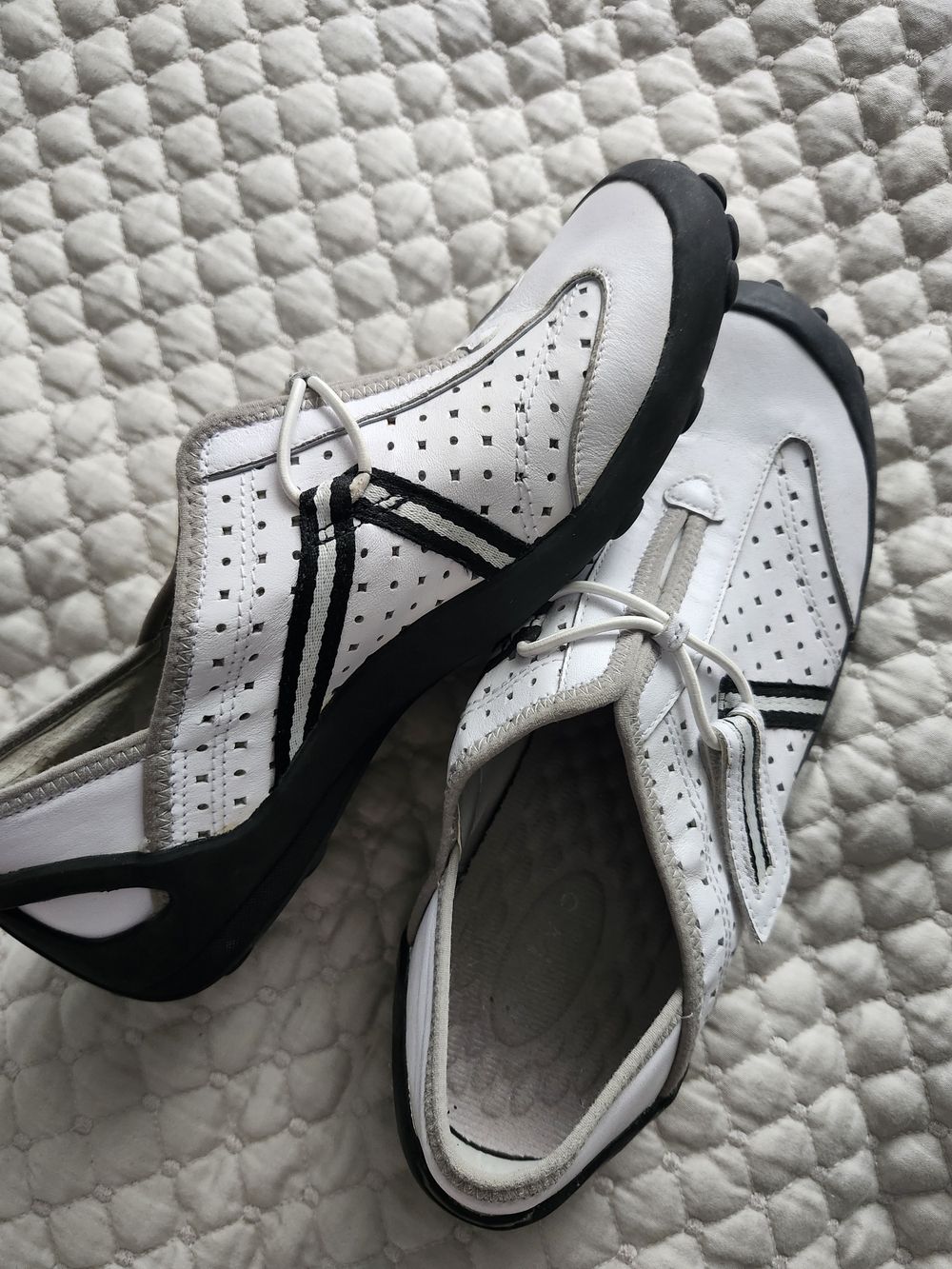 Privo White and Black Perforated Slip-On Sneakers